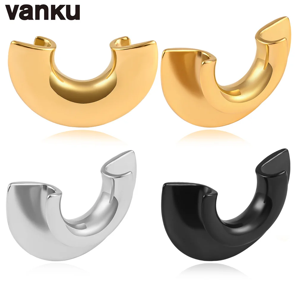 Vanku 2PCS Hypoallergenic Stainless Steel Plugs Ear Gauges Weights Tunnels Piercing Expander Stretchers Fashion Body Jewelry