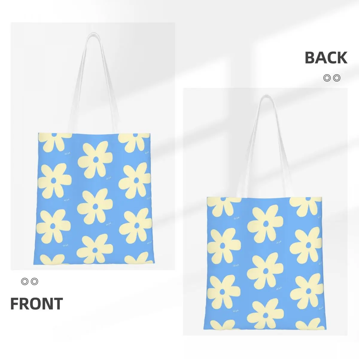 Пастельный синий цветочный принт Холщовая Сумка-тоут многоразовые