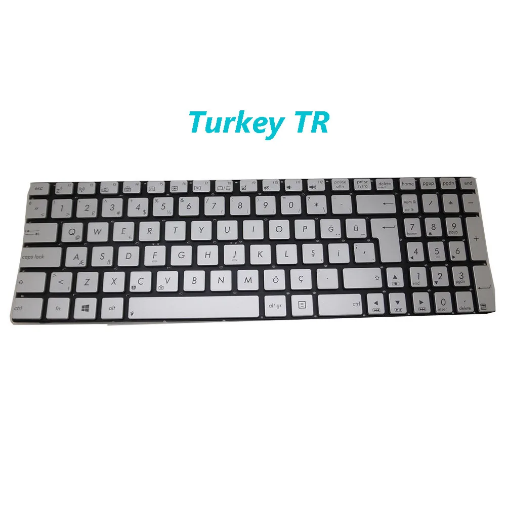 Фото Клавиатура CZ\JP\SW\TR\UK для ASUS G550J G550JK G550JX GL550J GL550JK GL550JX серебристая без рамки с подсветкой №3
