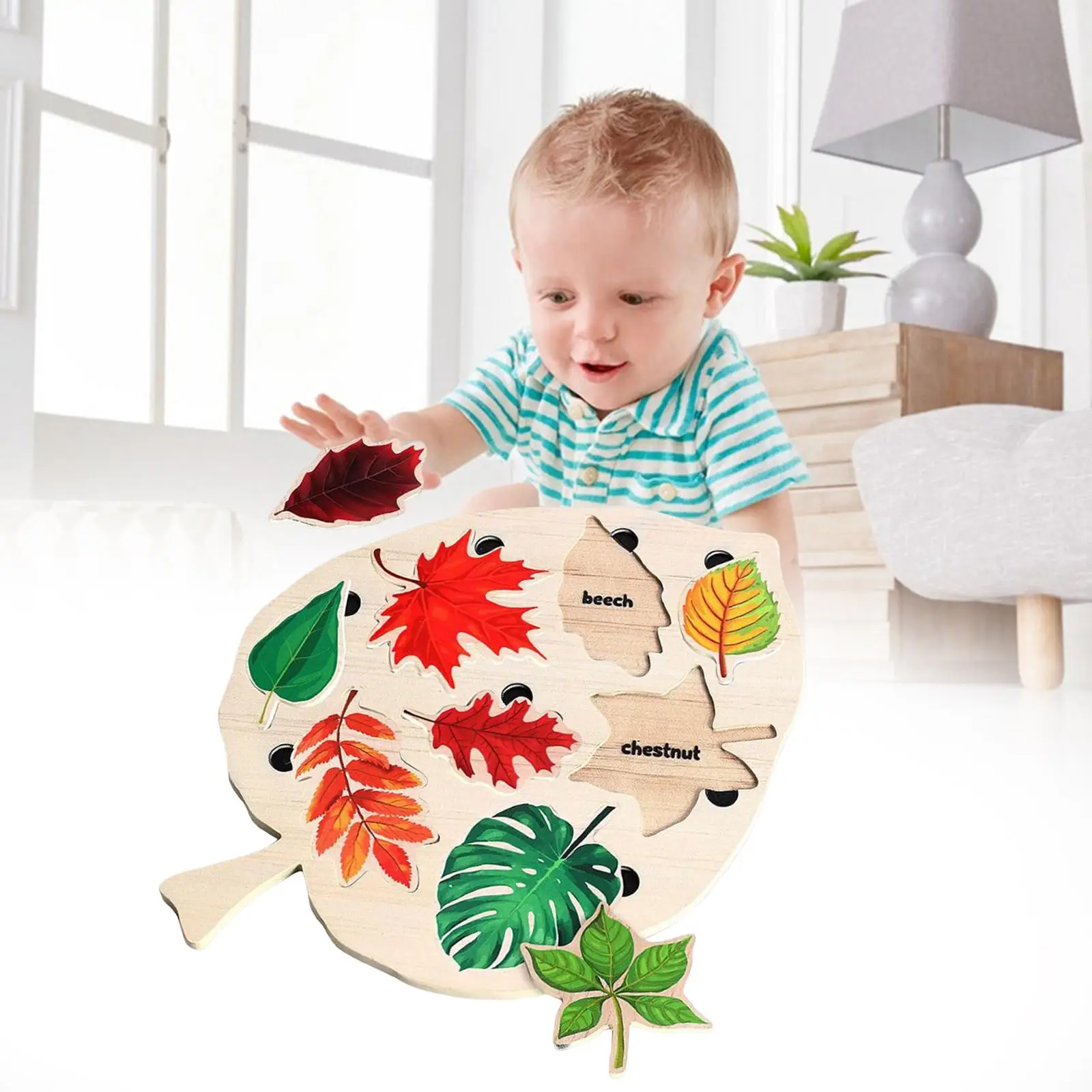 

Wooden Jigsaw Puzzles Colorful Shape Development Toys Leaf Puzzle Montessori Toy for 3 4 5 6 Year Old Baby Infants Birthday Gift
