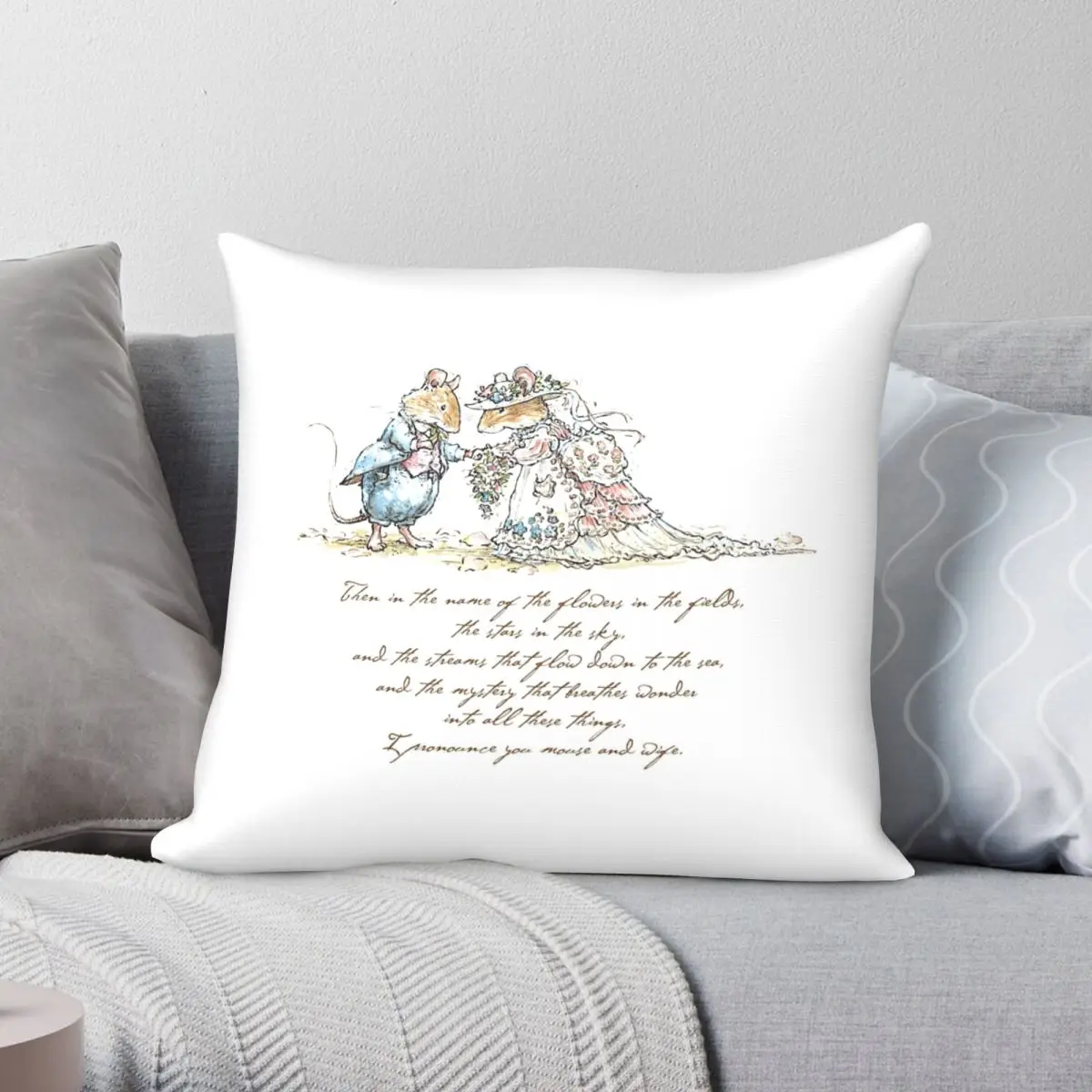 

I Pronounce You Mouse And Wife Square Pillowcase Polyester Linen Velvet Pattern Zip Decor Sofa Cushion Cover