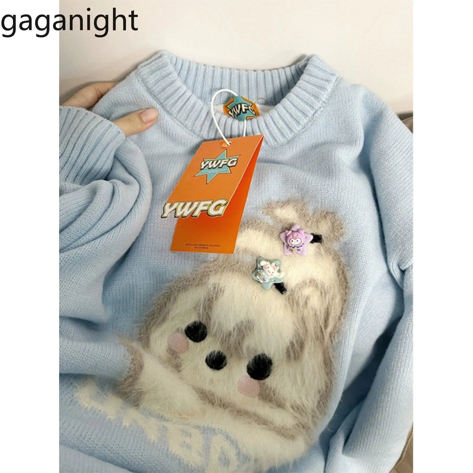 Gaganight женский плюшевый повседневный свитер в академическом стиле допамина 2024