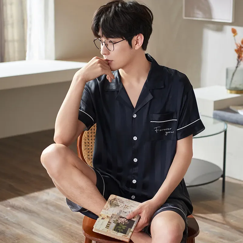 

Костюм Пижама ледяная женская пижама брюки с рукавом мужской короткий топ и повседневный комплект из 2 предметов для шелка летняя одежда для сна домашние шорты