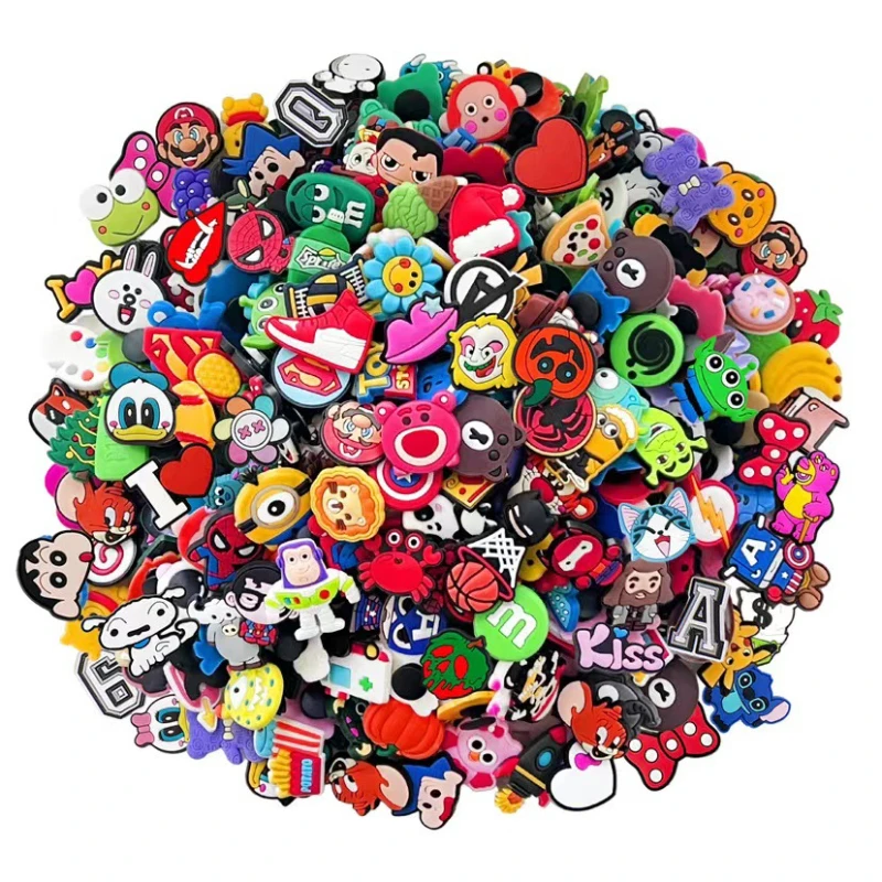 Lot of 100 Random Shoe Charms For Croc Sandals Funny Cartton Shoe Decoration Jibz Unisex Gifts