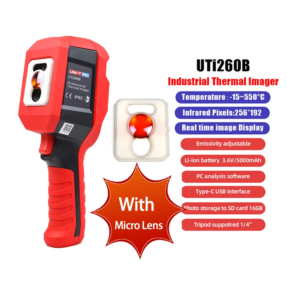 

UNI-T UTi260B Hot Sale Mircos Lens High Resolution PCB Floor Heating Detection Handheld Infrared Thermal Imagining Camera