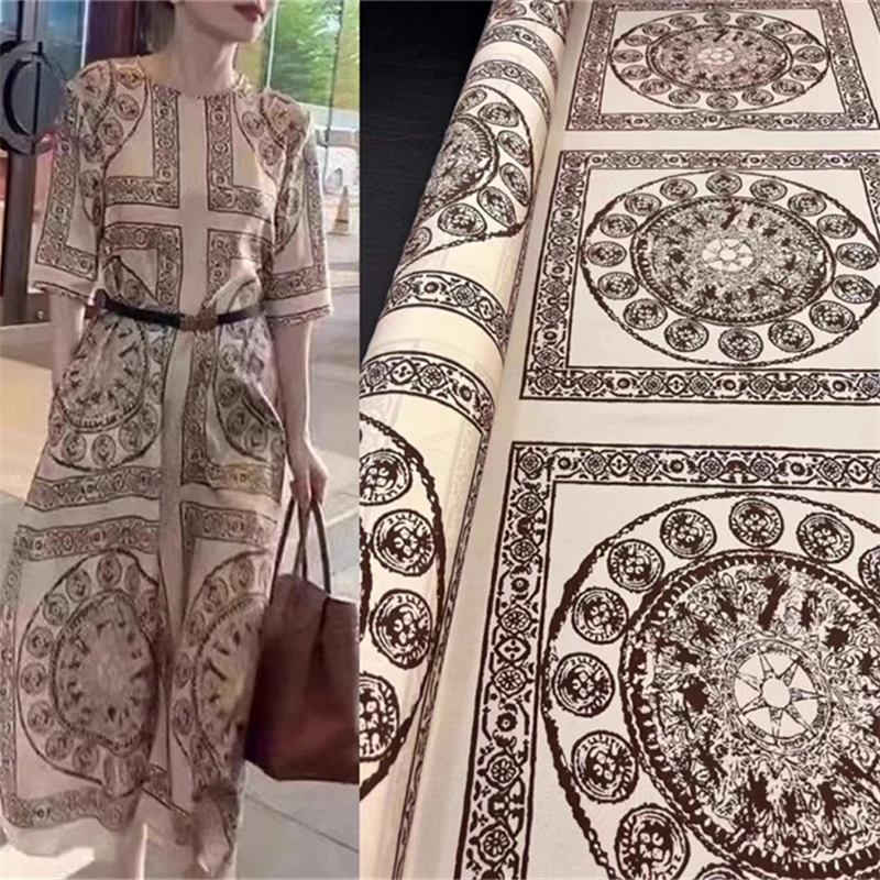 

Classic Brand H Family Elastic Crepe De Chine Printing Designer Silk Fabric Dress Shirt Clothing Luxurious Mulberry Silk Fabric