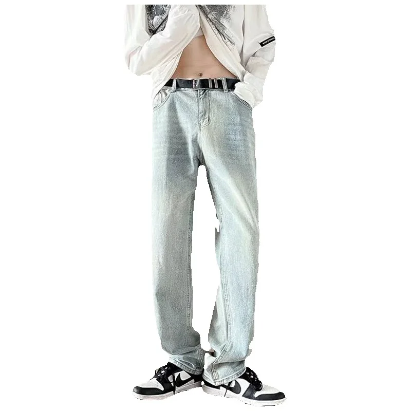 Summer Blue Jeans Men's Fashion Casual Wide Leg Jeans Men Streetwear Hip Hop Loose Straight Denim Pants Mens Trousers S-3XL