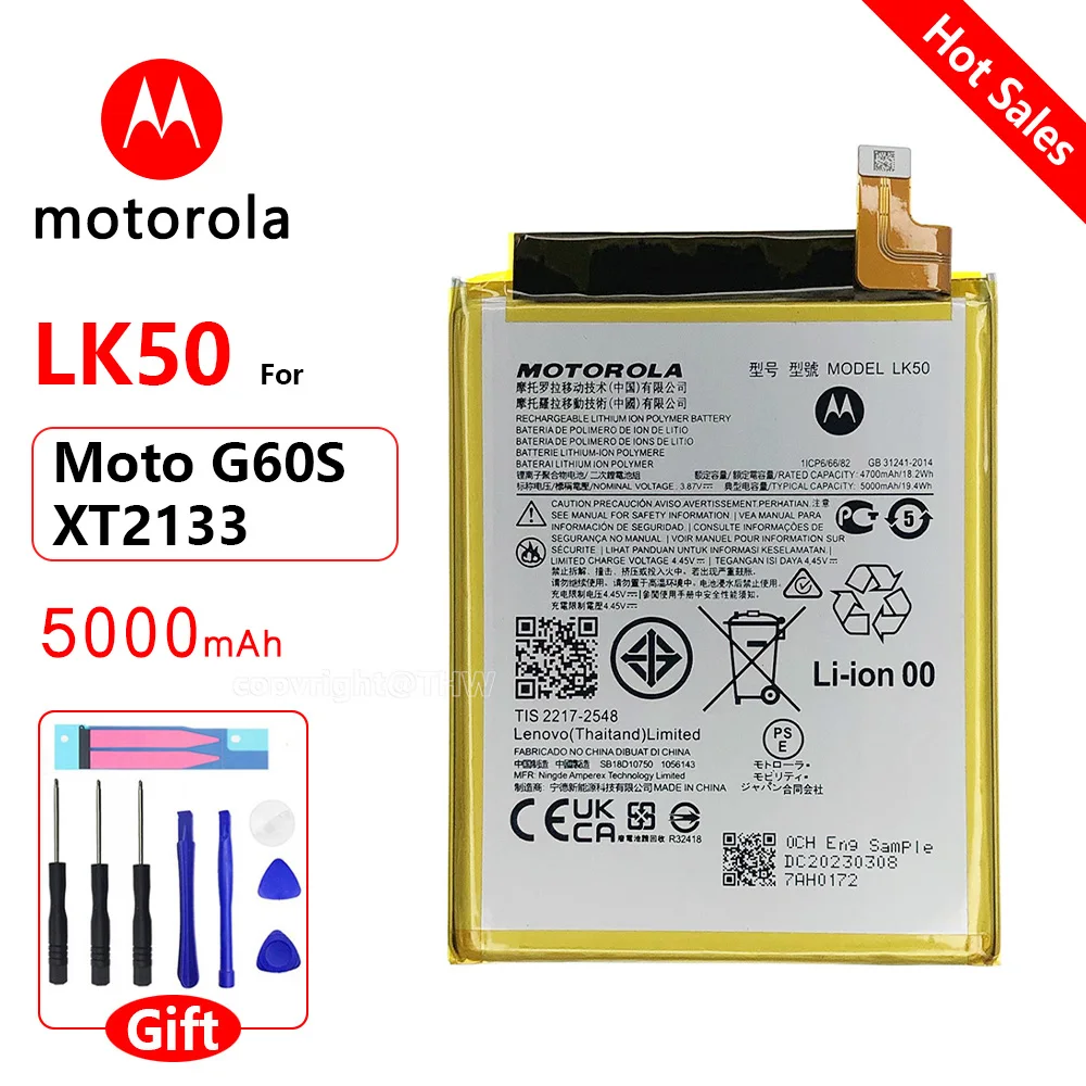 

Оригинальный запасной аккумулятор Motorola LK50 5000 мАч для Motorola Moto G60S XT2133, перезаряжаемый аккумулятор для мобильного телефона