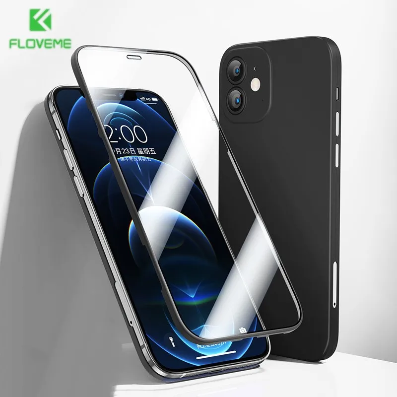 

Shell and Film Integrated Phone Case for iPhone 11 12 13 ProMax with Tempered Glass Protective Film Double Sided Drop Case Cover