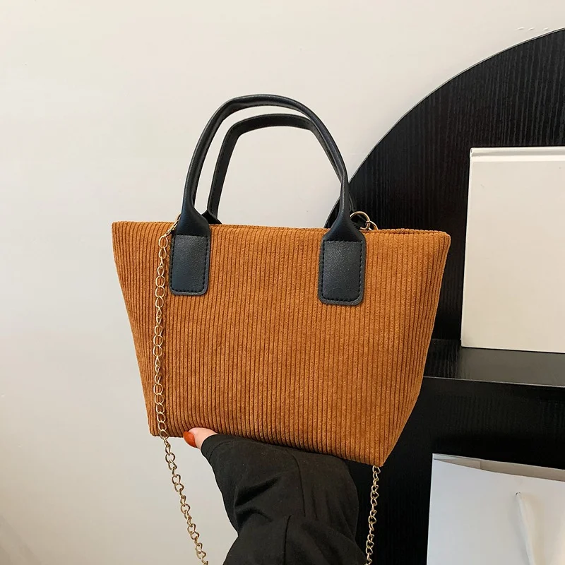 

Corduroy Handbags for Women Winter Shoulder Bag Desinger Tote Vintage Crossbody Bag Female Large Messenger Shopping Bag
