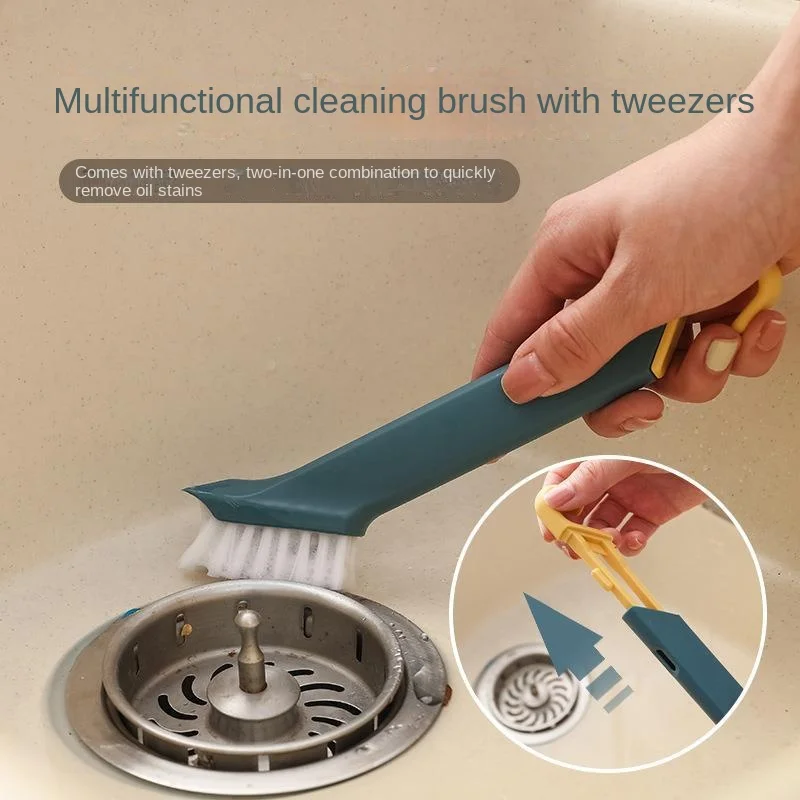 

2 In 1 Kitchen Cleaning Brush with Tweezer Long Handle Groove Sink Gap Brush Gas Stove Top Brush Kitchen Cleaning Supplies