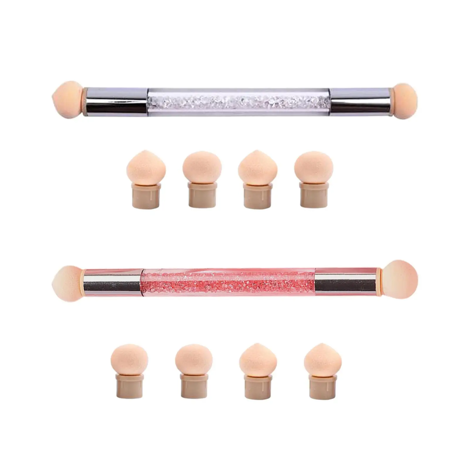 

Двухсторонняя кисть для ногтей с акриловой ручкой стразы, кисти для ногтей, моющаяся кисть для растушевки, рисования, многоразовая ручка дл...