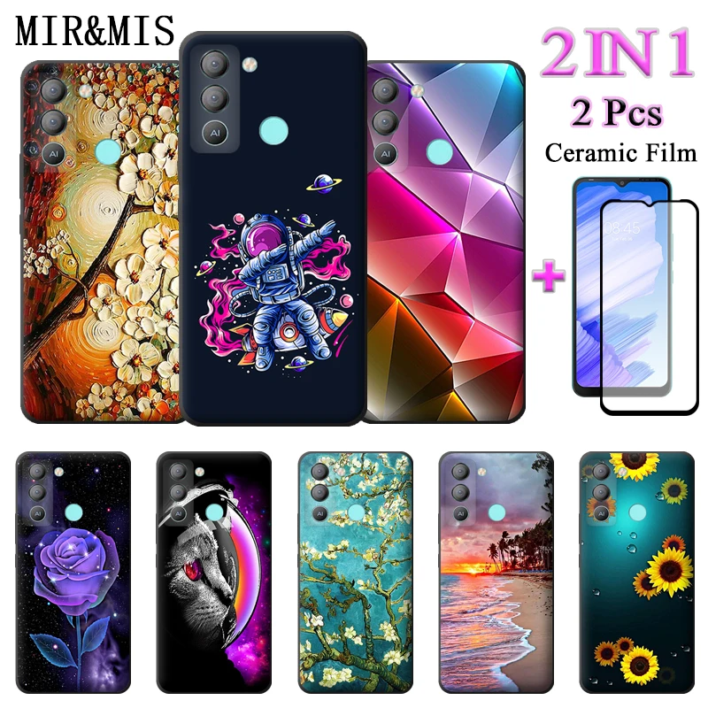 

For Tecno Pop 5 LTE Silicone TPU Case 2 IN 1 With Ceramic Protector Screen Curved Tempered Film