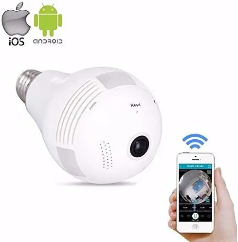 

NEW cameras vigilância CIC Camera Panoramica Hd Seguraça Lampada Vr 360 Espia Wifi Led Iphone Android Branco