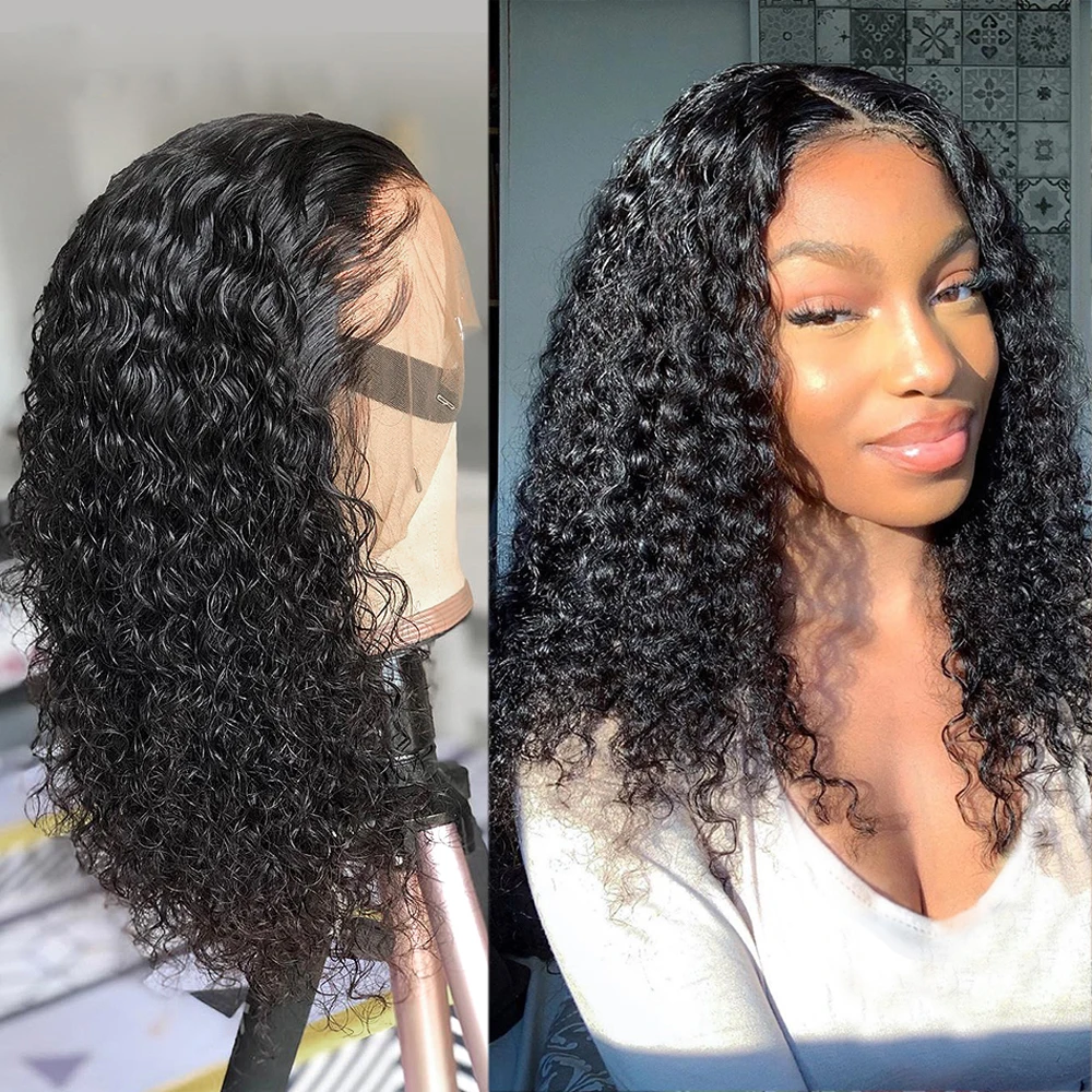 

Kinky Curly Lace Front Human Hair Wigs 13x4 Preplucked And Bleached Knots Short Bob Brazilian Frontal Wig Women T Part Wigs 180%