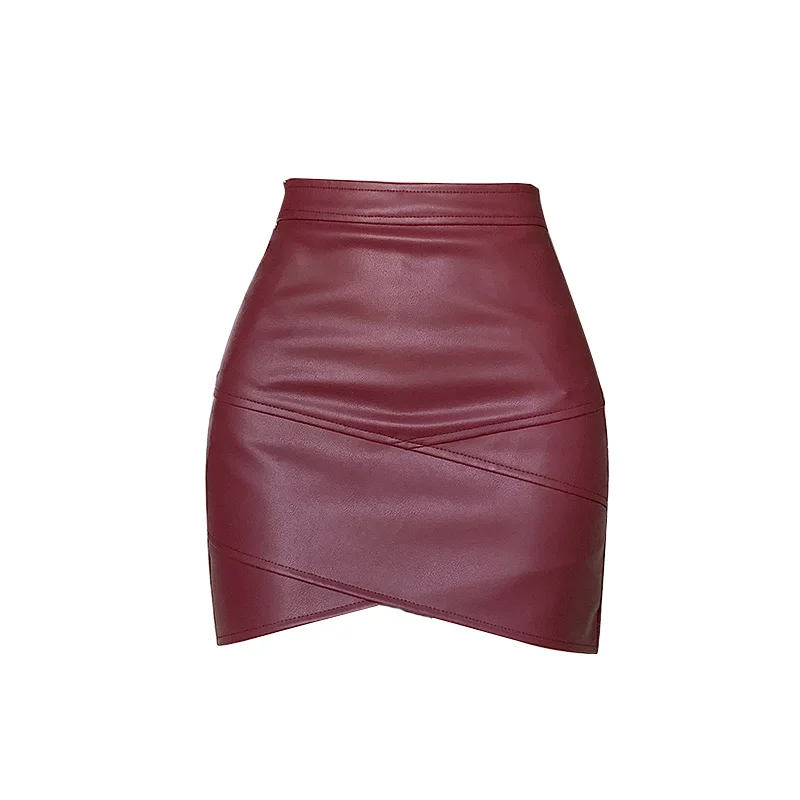 Женская мини-юбка шорты женская кожаная короткая юбка с завышенной талией и