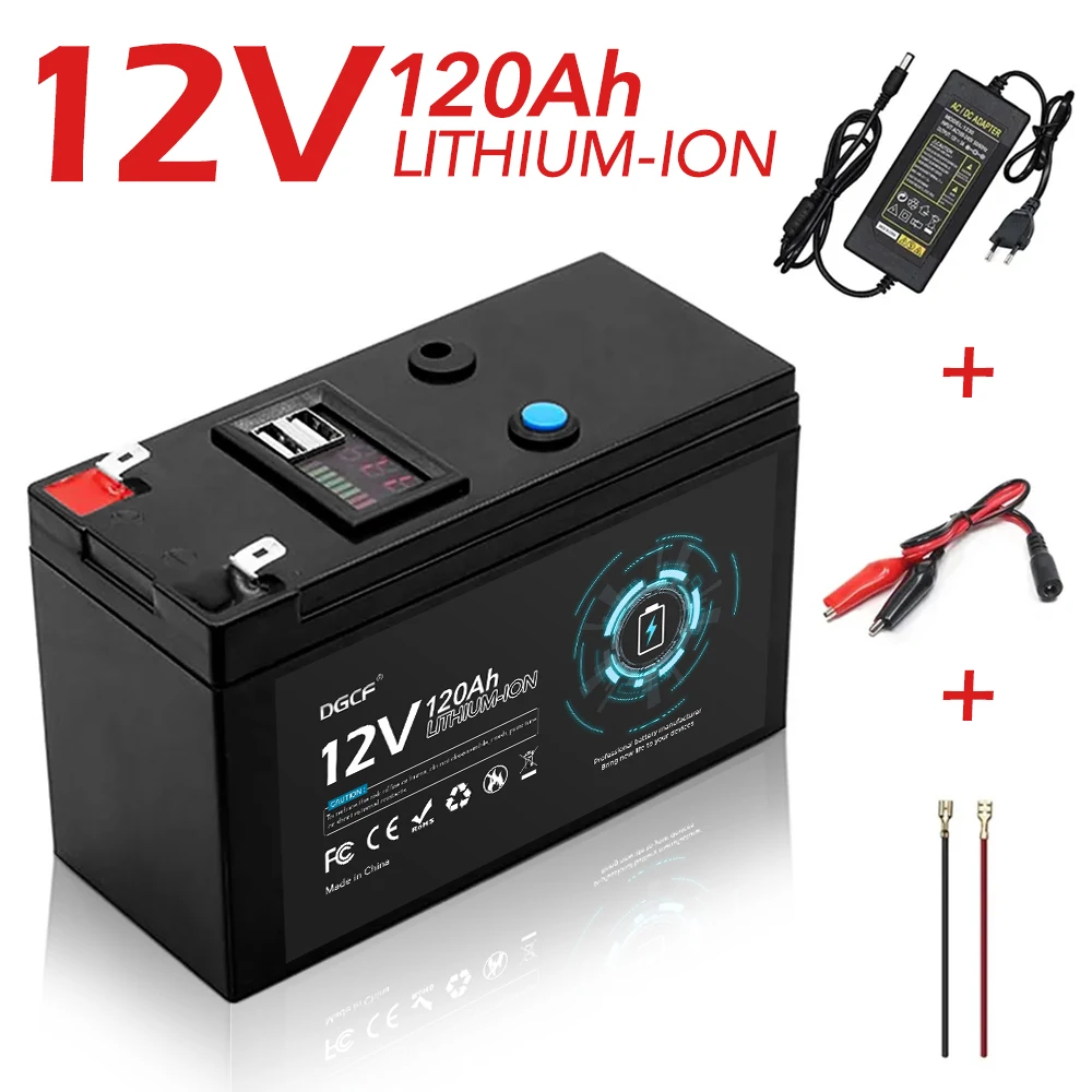 

18650 Lithium Battery Pack 12V Battery 120Ah Rechargeable Battery For Solar Energy Electric Vehicle Battery With 12.6v 3A Charge