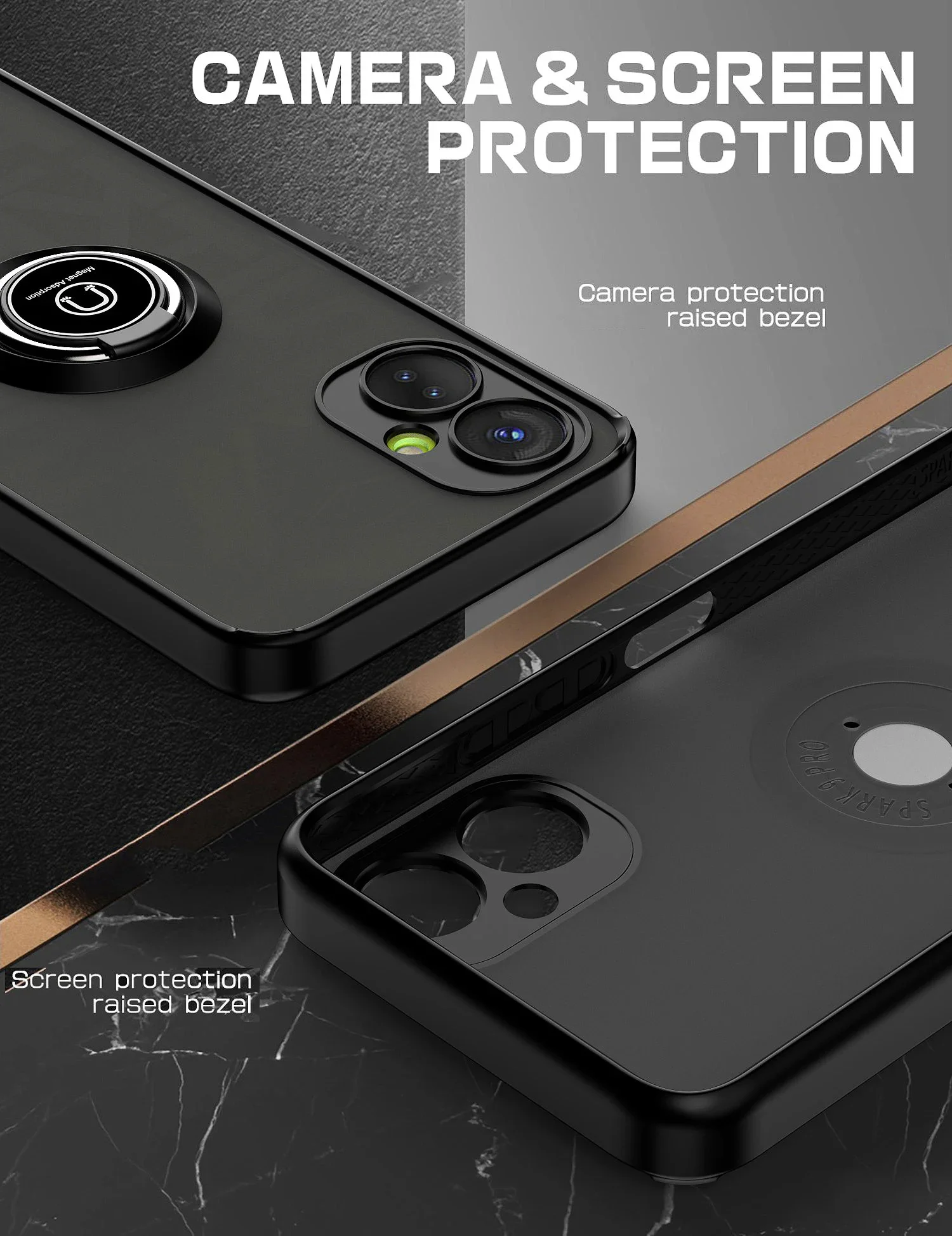 Металлический кольцевой держатель противоударный чехол для Tecno Spark 9 10 Pro 10C 20C Go 2023