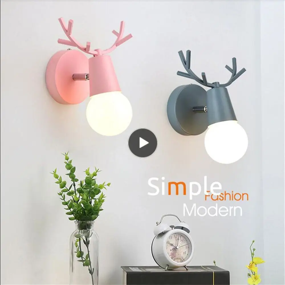 

Nordic Deer Head Bedside Lamp Creative Antler Aisle Lighting Lamp Modern Minimalist Bedroom Bedside Wall Lamp 7 Colors
