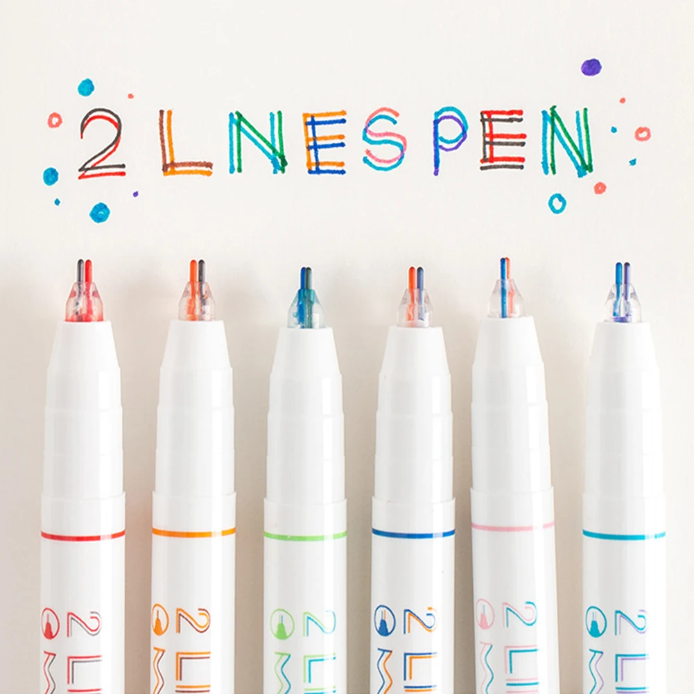 Pen 2-lines Gel Pen Set Drawing Stationery Office Supplies