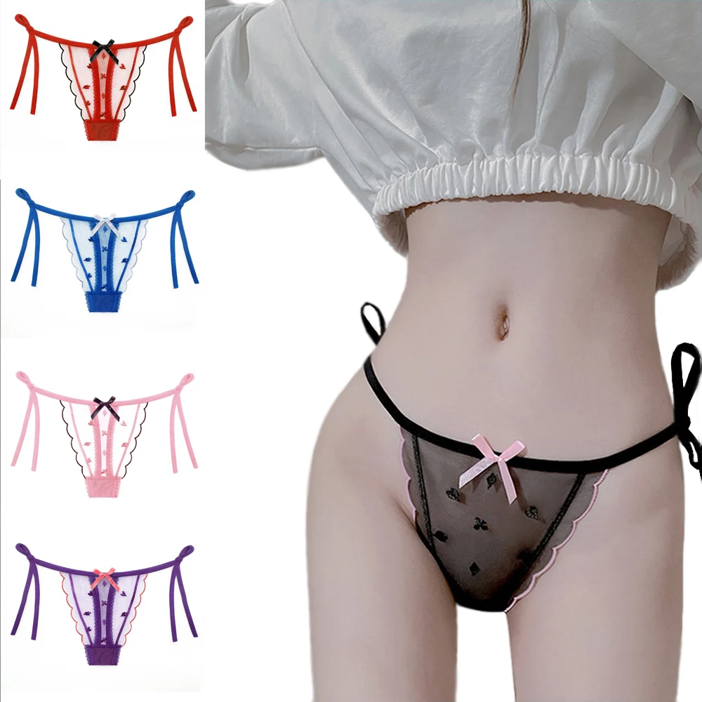 Женское нижнее белье трусы с заниженной талией соблазнительное Прозрачное