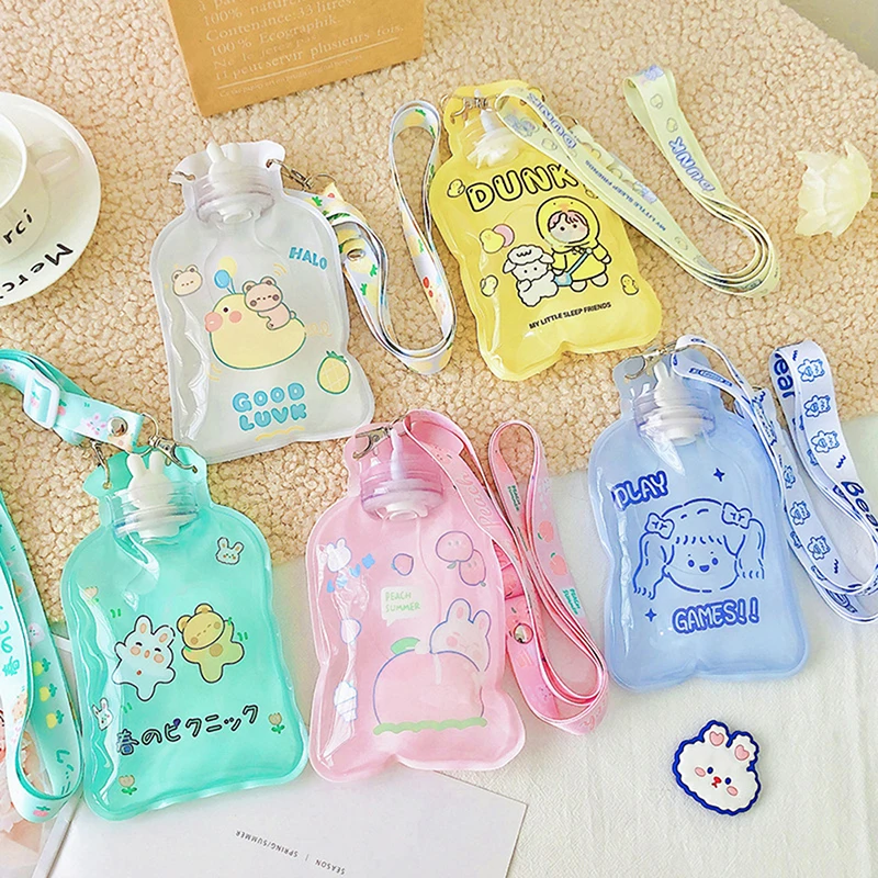 Warm Water Bag Thermal PVC Hot Water Bag with Strap Leak-Proof Hand Warmer Bottle Anti-Explosion Hot Water Pouch for Home