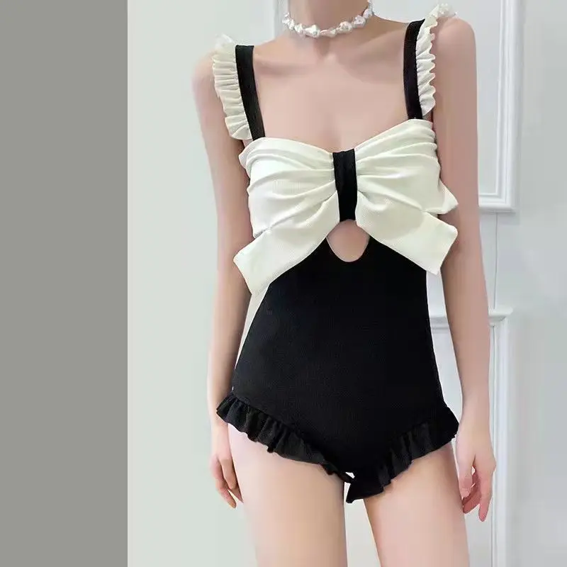 

2022 New Bikini Women's One-piece Bikini Color Matching Bikini Swimsuit Small Chest Gathered Swimsuit Sexy Slim Swimsuit