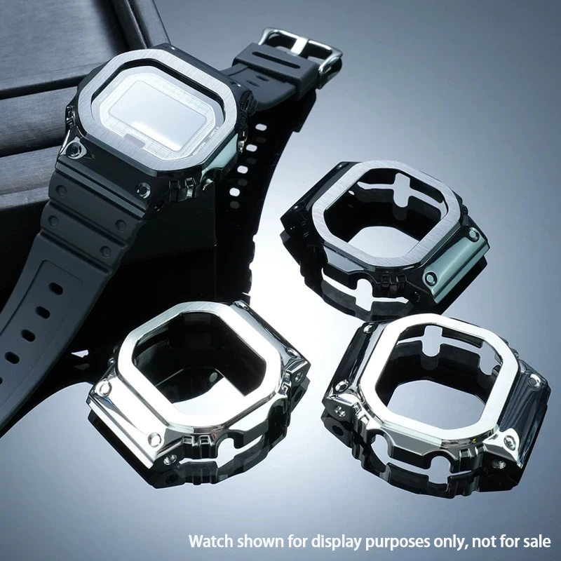 Фото Модифицированный корпус для часов из нержавеющей стали для Casio G-SHOCK Square GW-BX5600 Series, металлический безель, аксессуары с инструментами, черный/серебристый №1