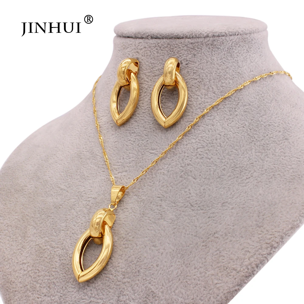 

Dubai gold plated wedding jewelry sets manufacturers bridal gifts accessories necklace pendant earrings jewellery set for women