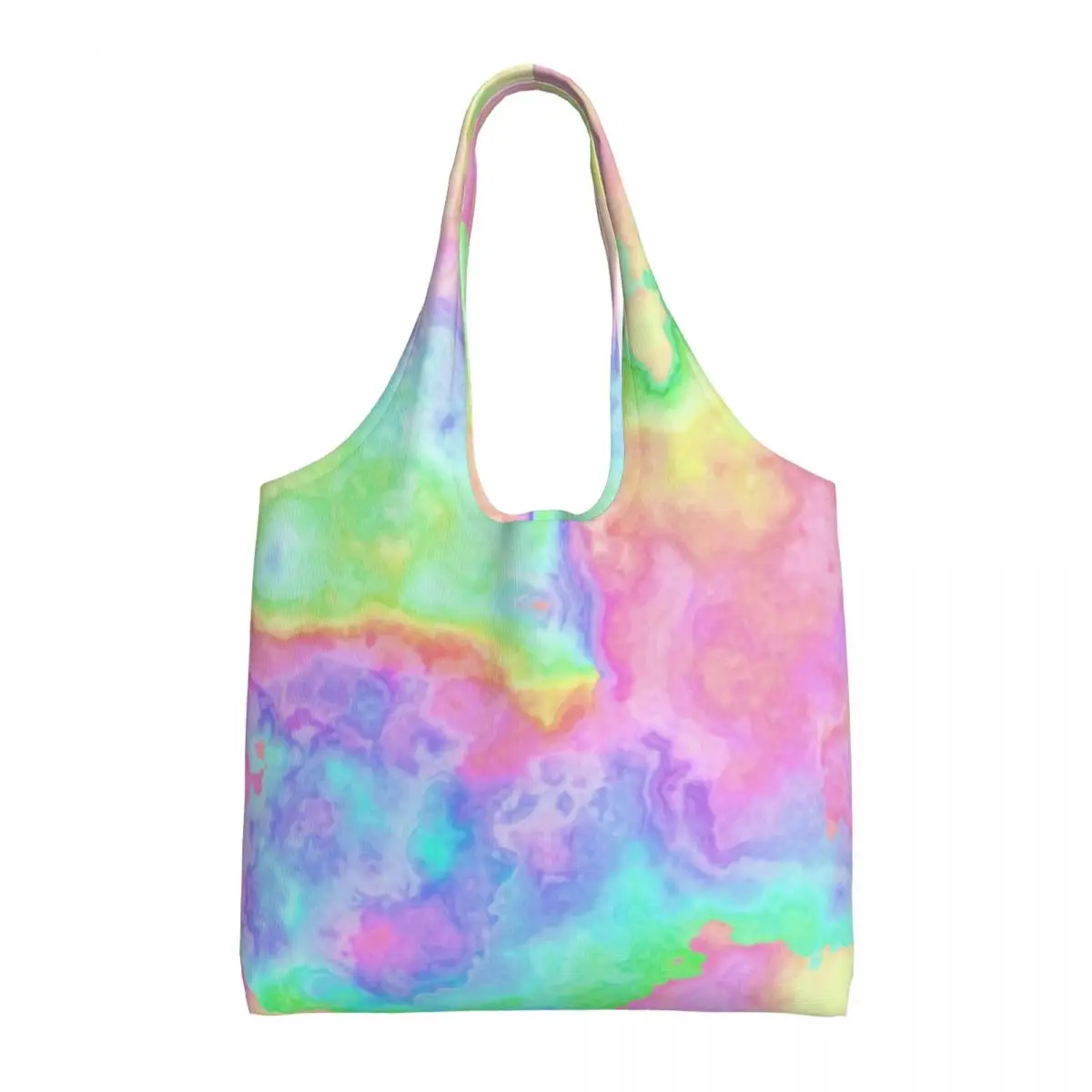 

Rainbow Tie Dye Marble Shopping Bag Stone Pastels Abstract Art Outdoor Woman Handbag Gift Funny Cloth Bags