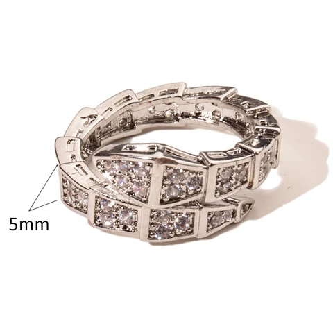 Кольца-манжеты золотого, серебряного цвета с бриллиантами и змеей для женщин, аксессуар с цирконием шириной 6 мм