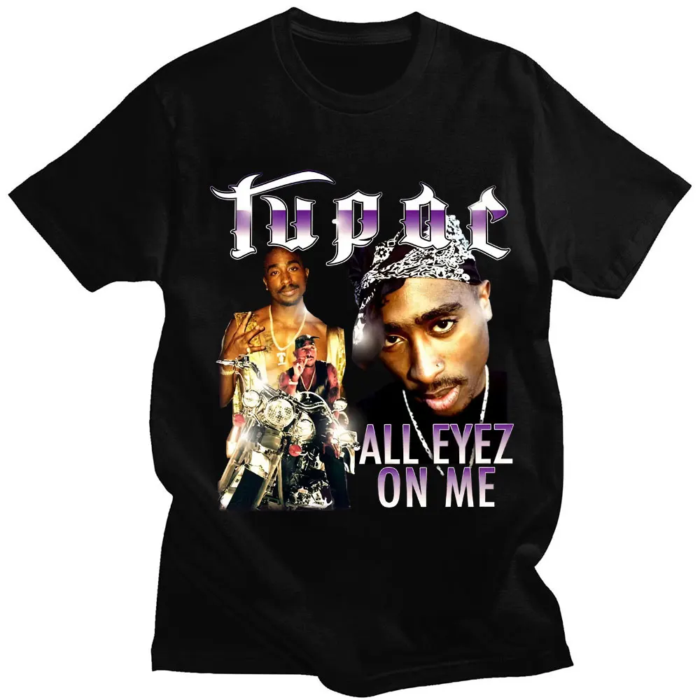 

Vintage Tshirt Men Hip Hop Rap Star 2Pac Print T-Shirt Classic Rapper Lovers Memorial T Shirts Summer Clothing Street Black Tops