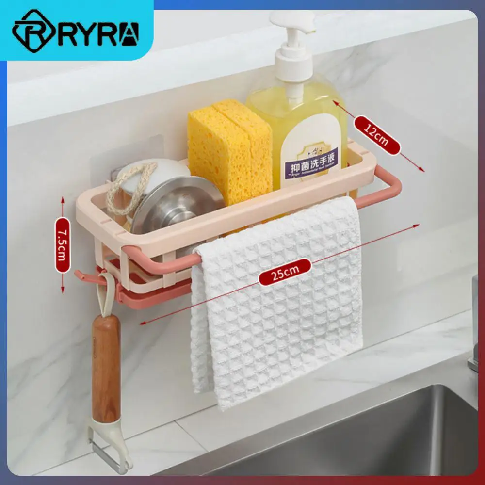 

Kitchen Gadgets Accessories Tool Wall Mounted Dish Drainer Soap Rack Telescopic Towel Rack Storage Organizer Extensible Design