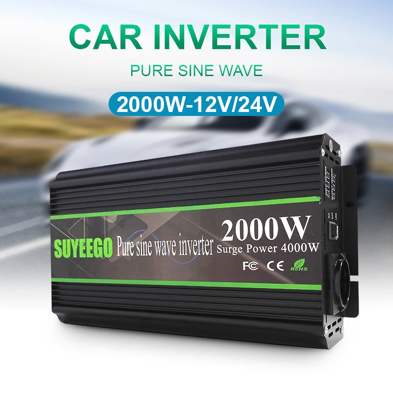 

SUYEEGO Pure Sine Wave Inverter 2000W 4000W Power Solar Car Inverters With LED Display DC 12V 24V To AC 110V 220V Voltage Conver