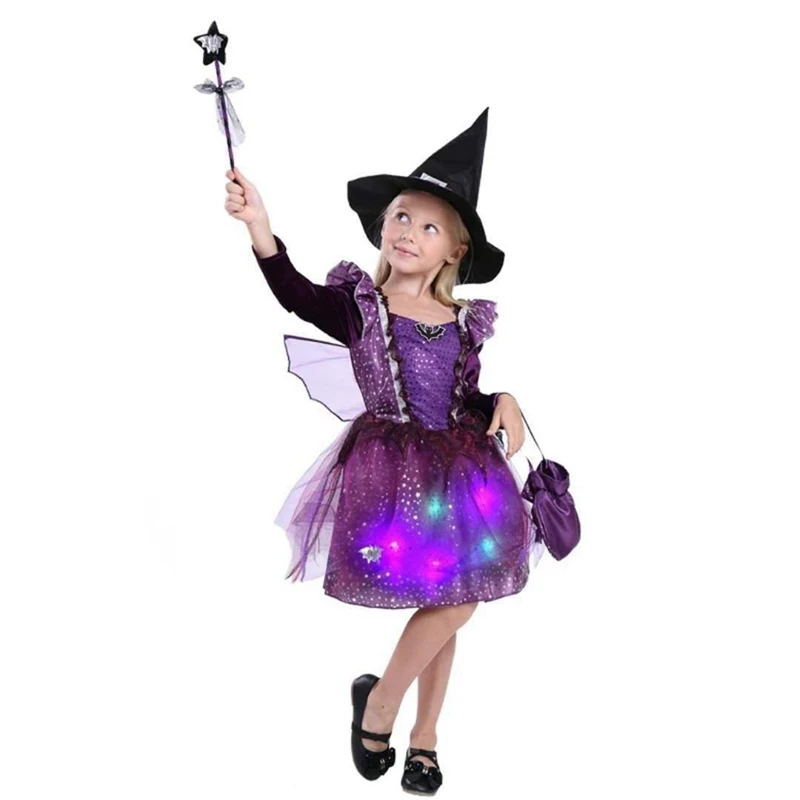 Костюм Хэллоуин для девочек платье ведьмы одежда малышей детский костюм косплея