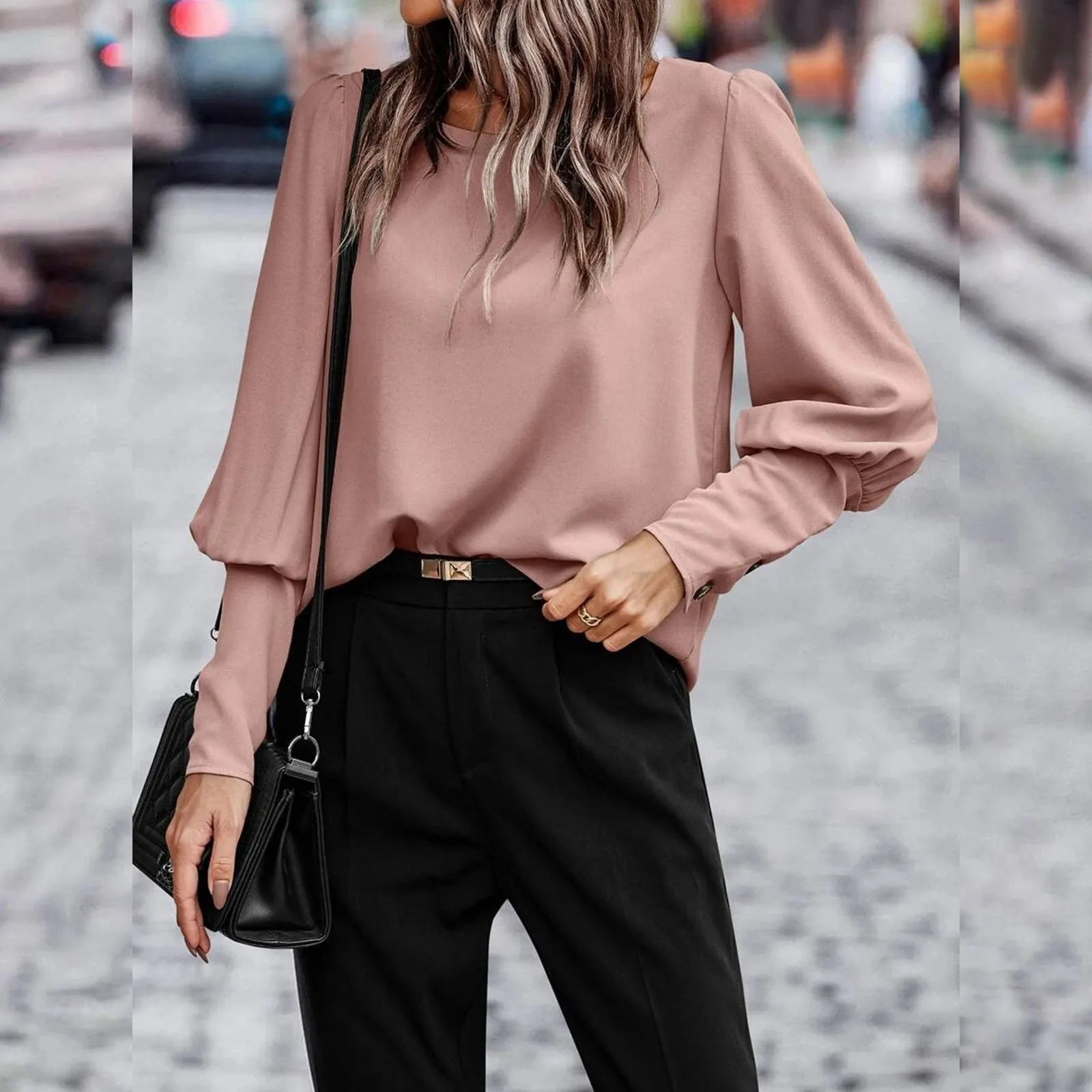 

Womens Tops Solid Button Back Blouse Womens Tops Dressy Casual Women Leggings Shirts
