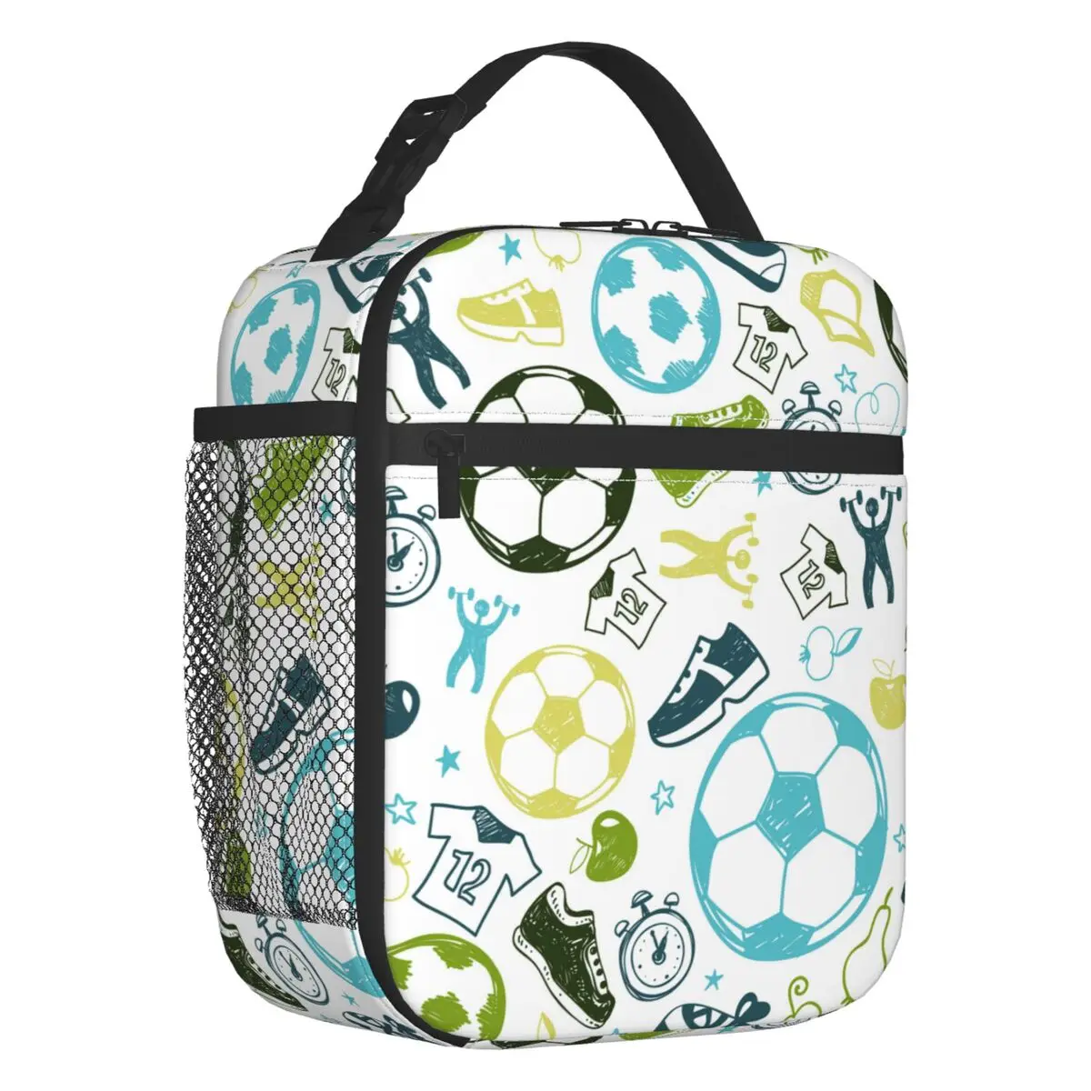 Custom Soccer Sport Pattern Football Lunch Bag Women Warm Cooler Insulated Lunch Boxes for Kids School