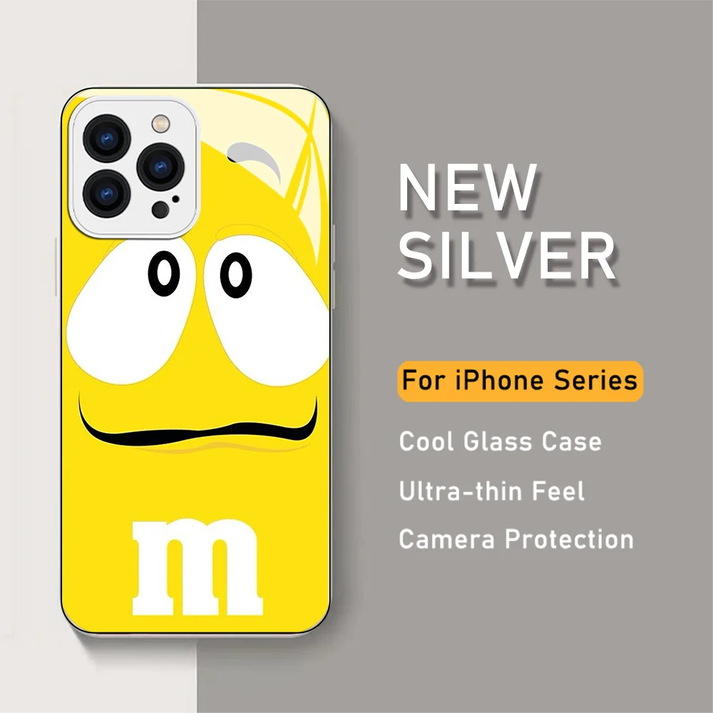 

Chocolates Beans Metallic-Color Phone Case For iPhone 14 13 12 Mini 11 Pro Max X XS XR 7 8 SE 2020 Plus Glass Hard Cover