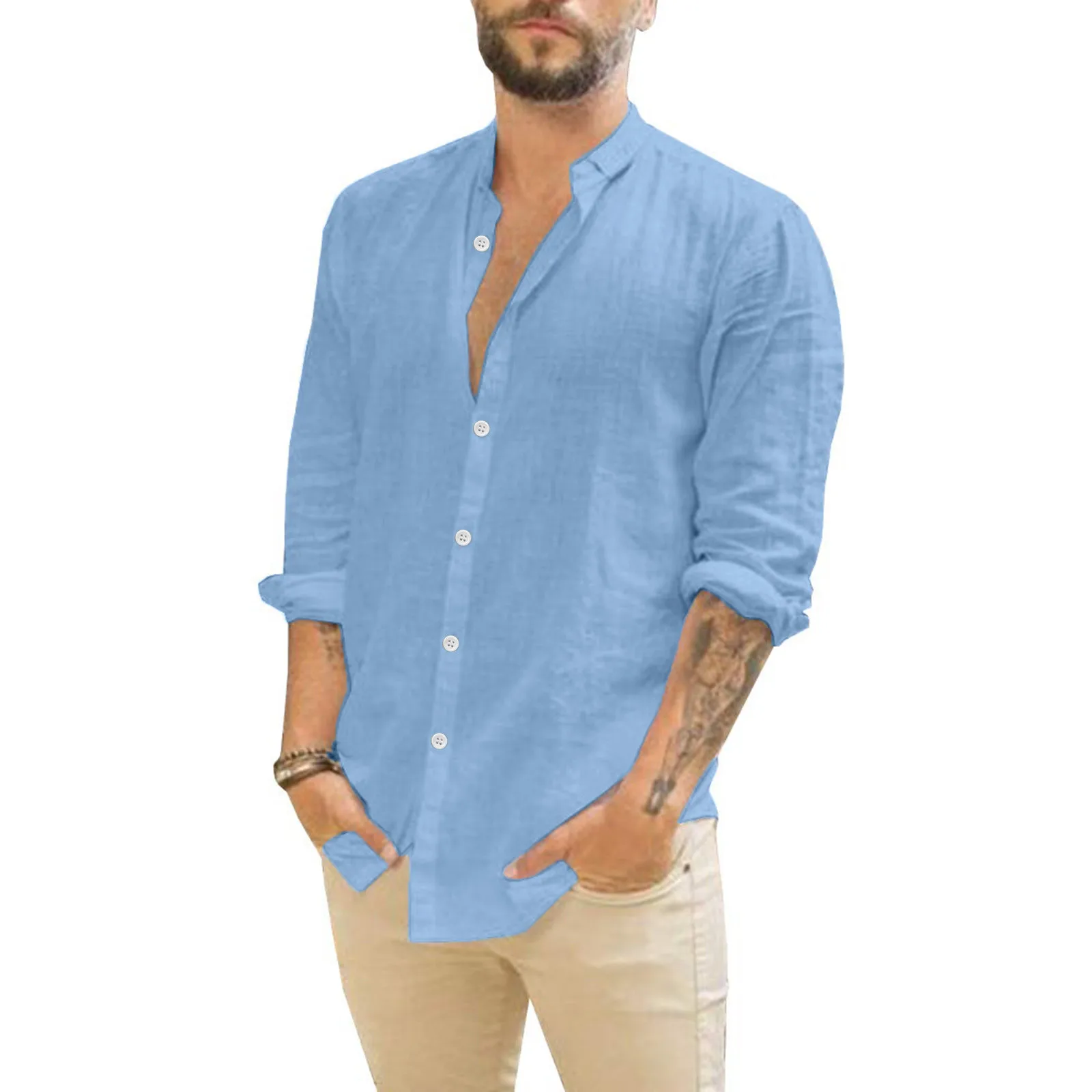 

Black White Striped Shorts Holiday Down Male Beach Shirts Cotton Hawaii Tropical Linen T Shirt Long Sleeve Man Shirts for Men
