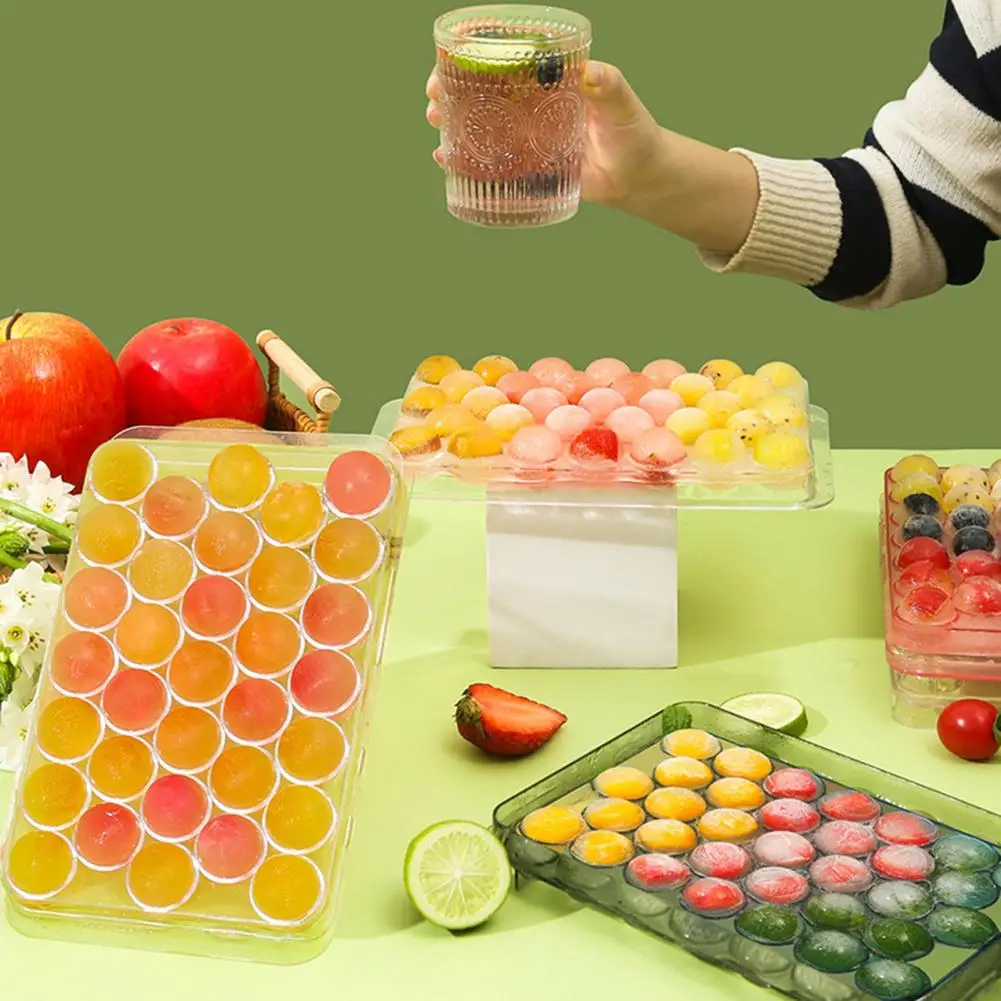 

Ice Cube Mold Easy to Demould Convenient Cleaning Save Space with Lid Reused DIY Handmade 33 Spherical Ice Tray Juice Supply