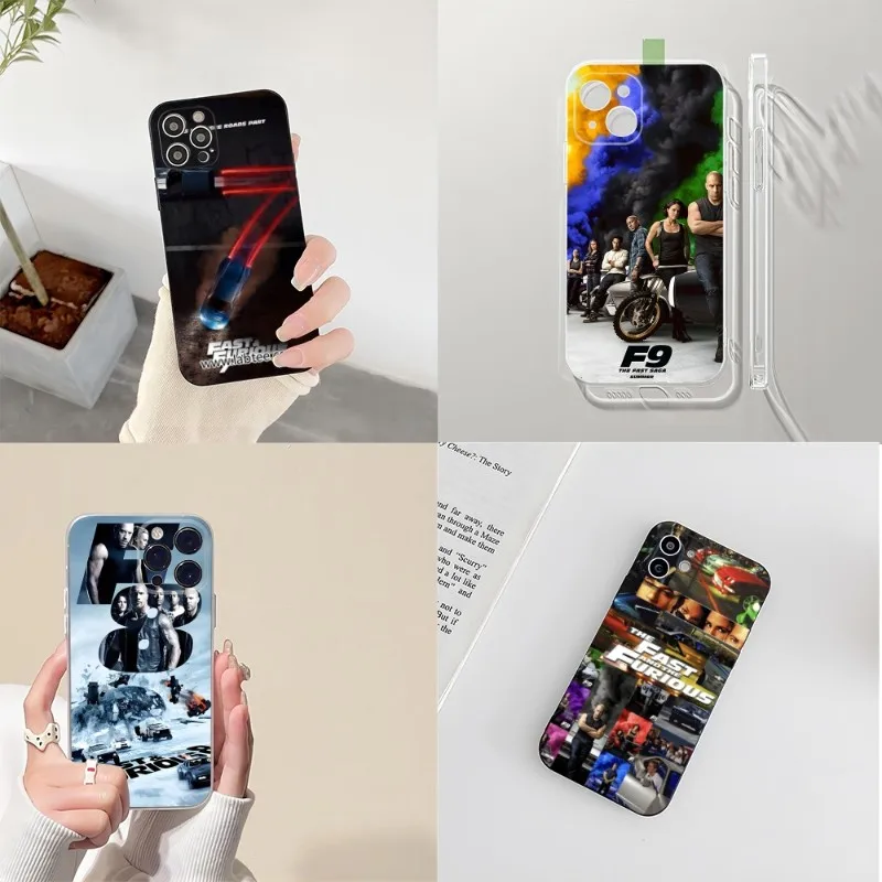 

Чехол для телефона с эффектом Форсажа для IPhone 14 12 13 11 Pro Max Mini X XR XS Max 7 8 Plus, черный прозрачный силиконовый чехол