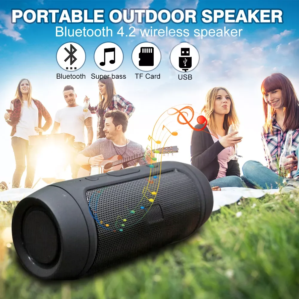 

Portable Speaker Mini Bluetooth Music Bass Speaker Subwoofer Outdoor Wireless Loudspeaker Support TF FM Radio Aux