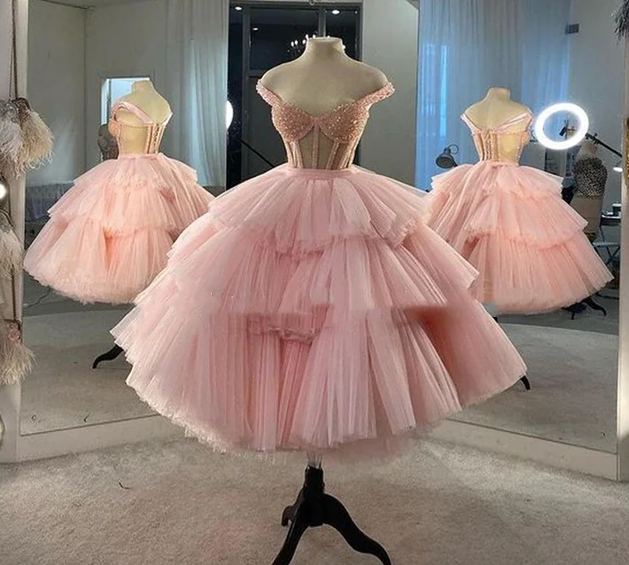 Женское Короткое платье принцессы розовое для выпускного вечера роскошная юбка