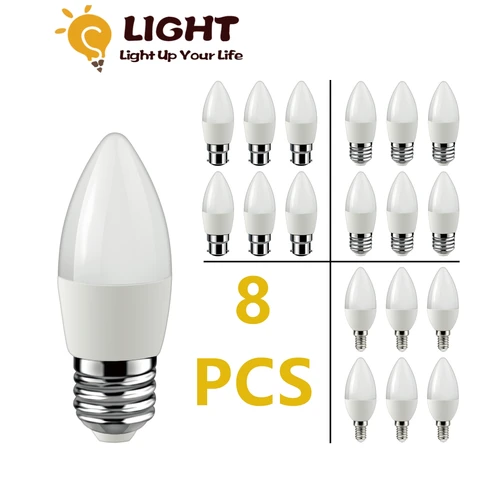 LED лампа-свеча Gatetop 8 шт., 3-7 Вт, 220 В