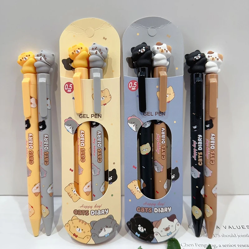 

Гелевые ручки KOQZM с котом, черные чернила