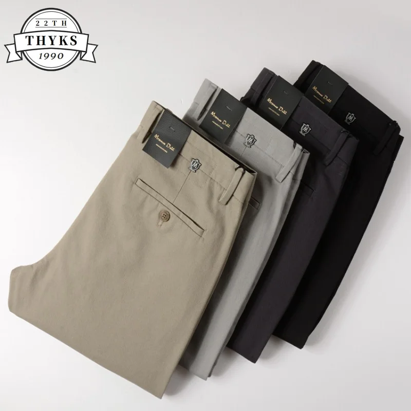 

97% Cotton Causal Pants Men Buiness Office Fashion Breathable Pantalon Homme Stretch Slim Light Thin Trousers Cargo Pants Mens