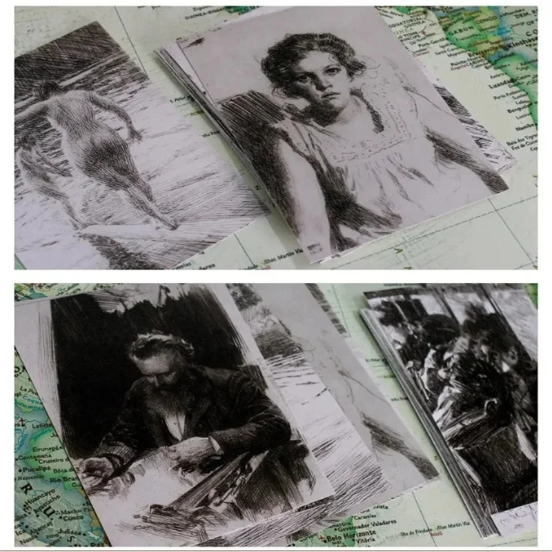 30 шт./компл. ретро открытки художник Андерс зорон живопись поздравительная