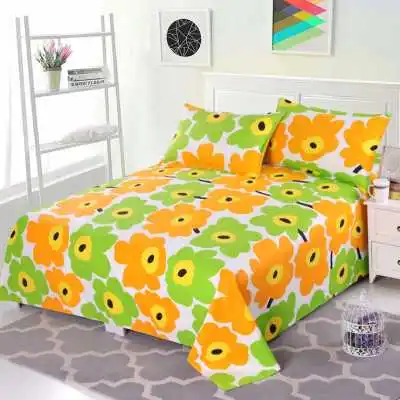 Хлопковая толстая простыня с принтом цельная 92042 без соединения летняя