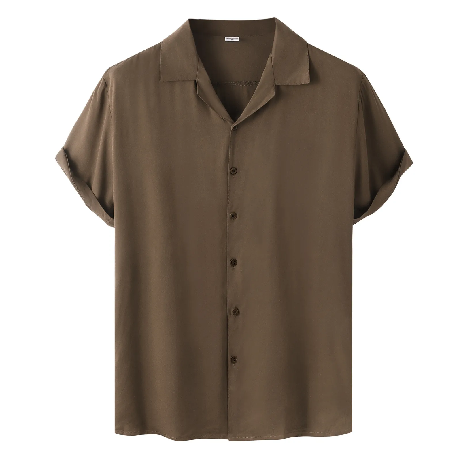 

Рубашка мужская однобортная с коротким рукавом, Повседневная Блузка с кубинским воротником, одежда