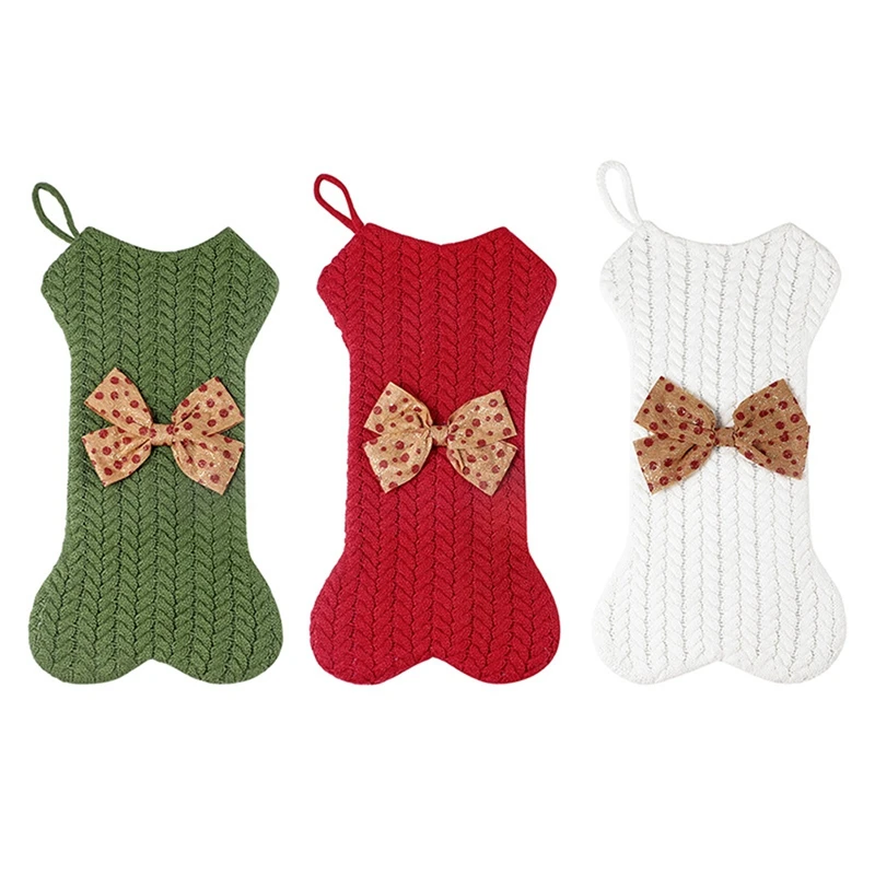 

Christmas Ornament Knitting Wool Hanging Ornament Christmas Stocking Gift Bag Easy To Use